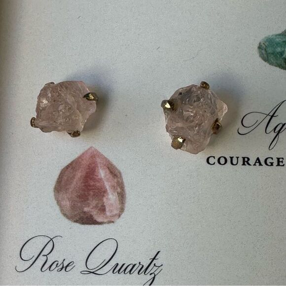 New Luna Norte Druzy Crystal Quartz 14k Plated Brass 3 pc. Earring Set - Picture 6 of 7